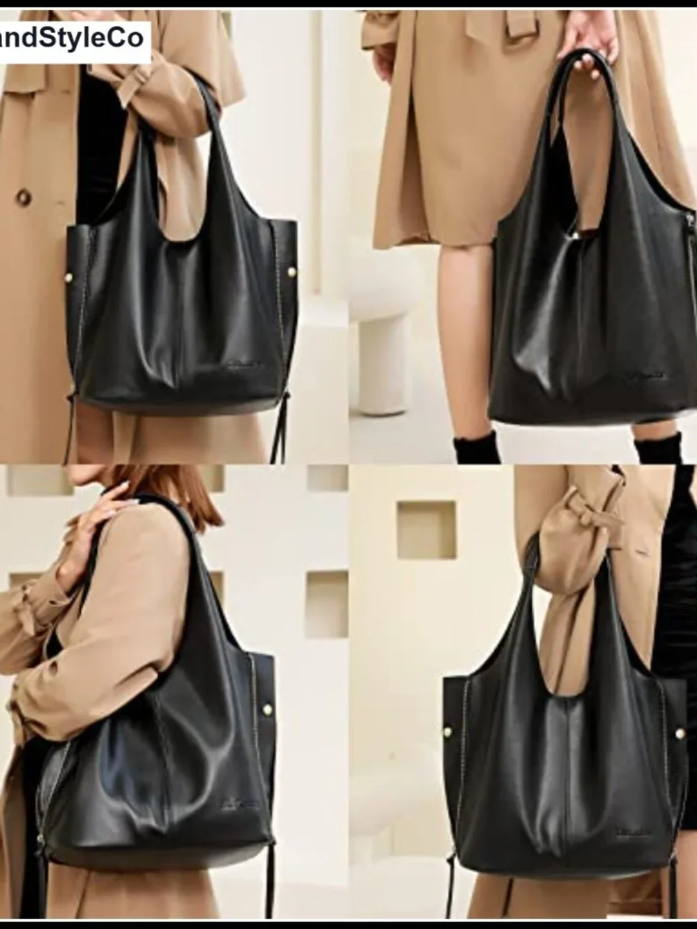 Genuine Leather Hobo Bag Large Slouchy Tote Purse Shoulder Handbag Laptop